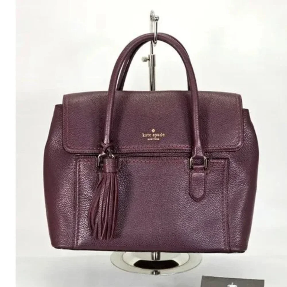Like New Kate Spade Burgundy Leather Nicola Chester Handbag Satchel Purse
